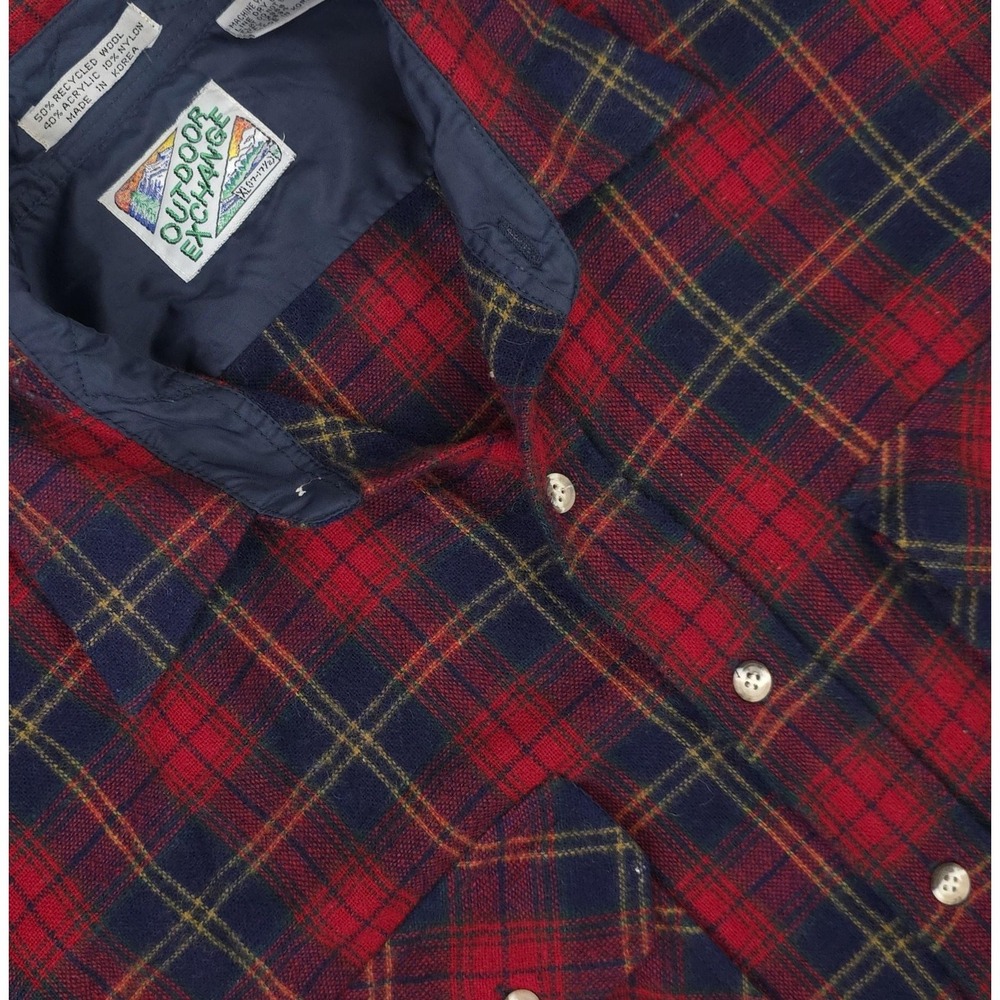 Vintage Outdoor Exchange Shirt Mens XL Red Plaid Lined Flannel Long Sleeve Wool